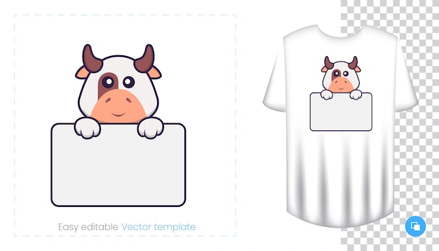 Personagem de vaca bonito. estampas em camisetas, moletons, estojos para celulares, souvenirs.