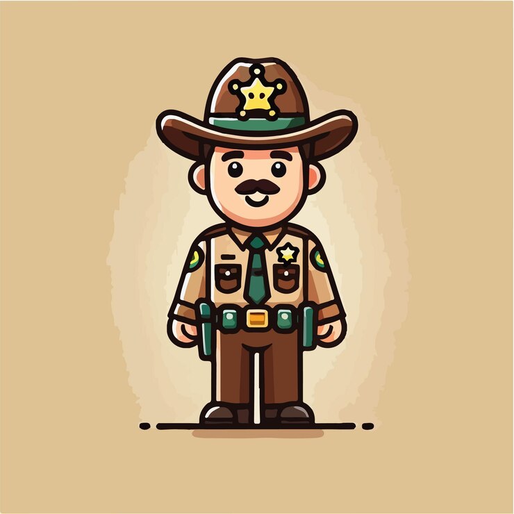 Vetor personagem de xerife vetor com chapéu distintivo