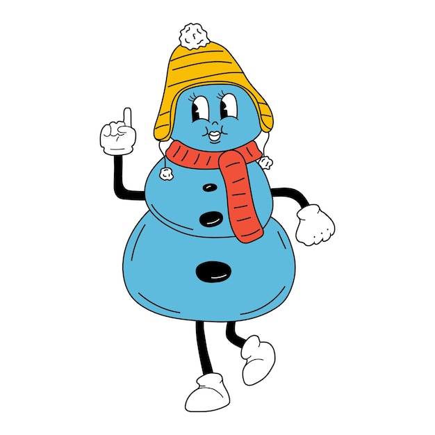 Personagem do bonito boneco de neve de Natal Emoções felizes e alegres