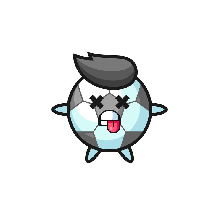 Vetor personagem do futebol fofo com design de estilo fofo de pose morta para elemento de logotipo de adesivo de camiseta