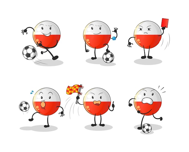 Vetor personagem do grupo de futebol de bandeira da polónia. vetor mascote dos desenhos animados