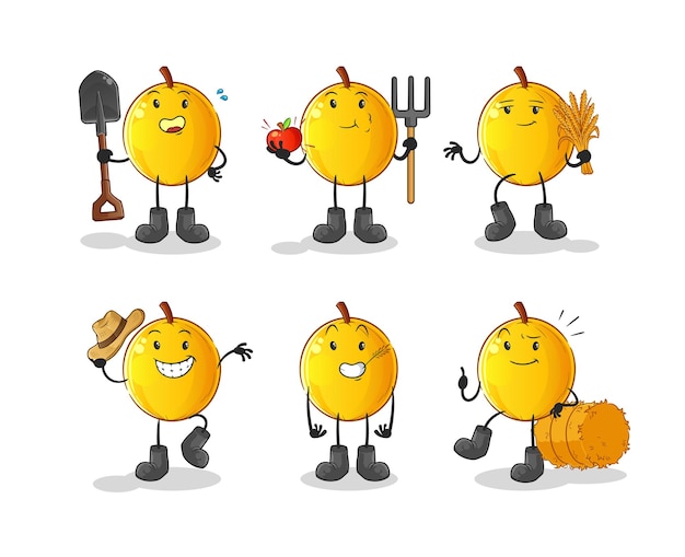 Vetor personagem do grupo de produtores de frutas de langsat. vetor mascote dos desenhos animados