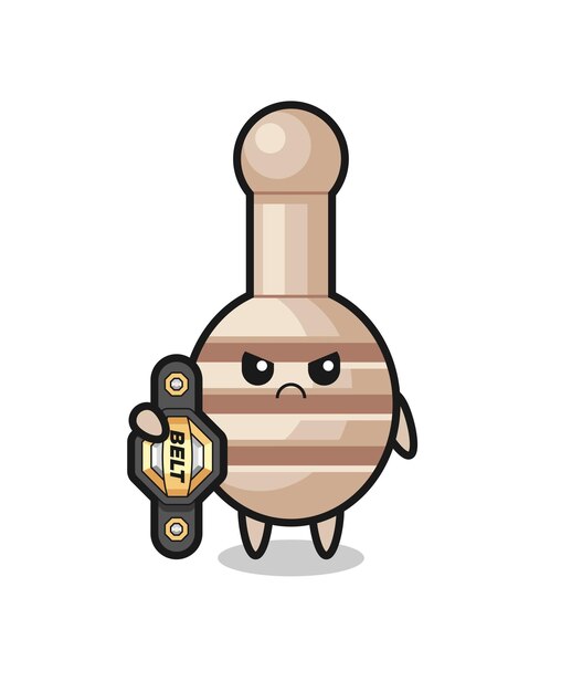 Personagem do mascote Honey Dipper como um lutador de MMA com o cinto de campeão, design fofo