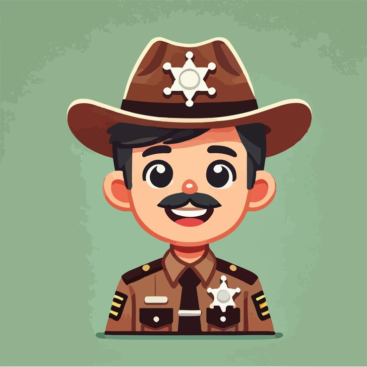 Vetor personagem do xerife vetor com expressão sorridente