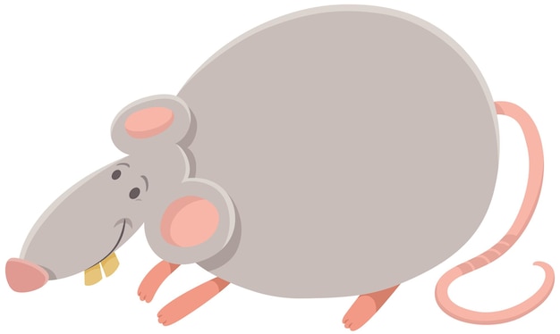 Personagem engraçado de desenho animado de rato cinza