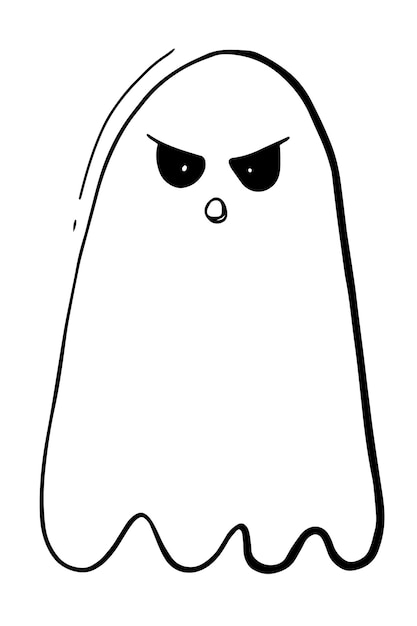 Personagem fantasma de halloween doodle linear