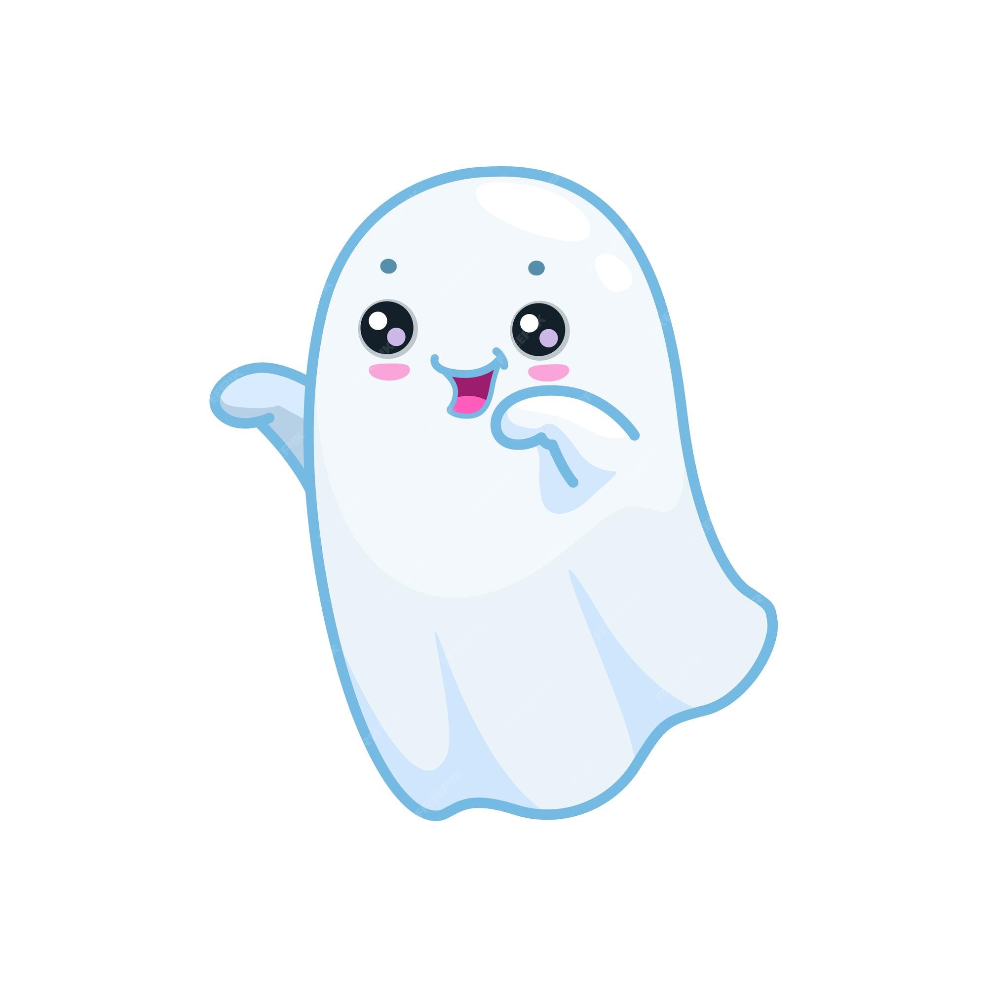 Fantasma De Halloween Com Mãos Levantadas. Fantasma Kawaii Em Roupas  Brancas. Desenho Místico Do Monstro Kawaii Ilustração do Vetor - Ilustração  de branco, feriado: 254461412