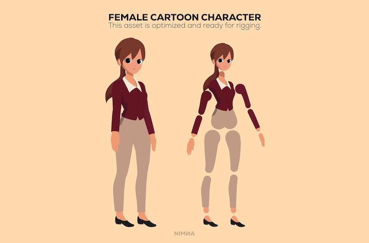 Vetor personagem feminina de desenho animado