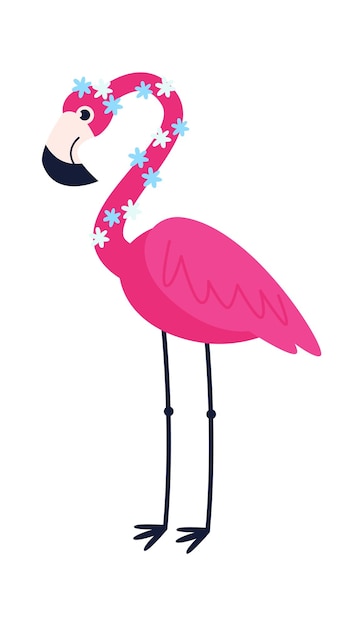 Vetor personagem flamingo pássaro de pernas longas