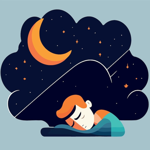 Personagem humano dormindo à noite