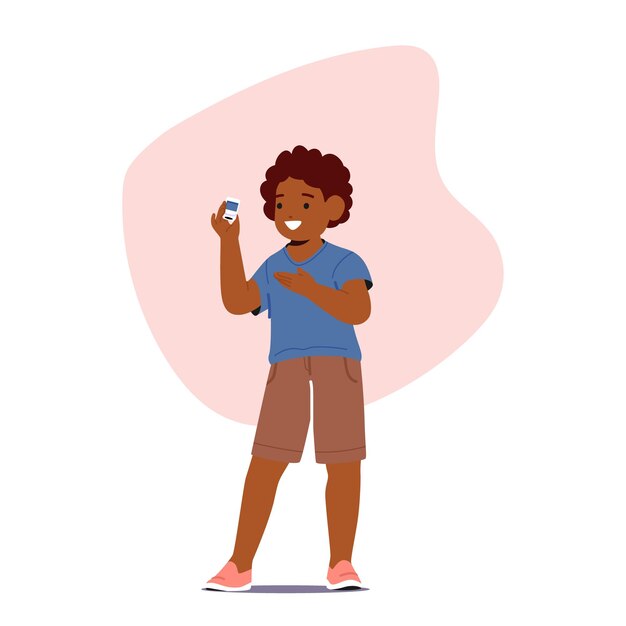 Personagem infantil mede os níveis de açúcar no sangue com um dispositivo de uso de glicosímetro para verificar os níveis de glicose no sangue
