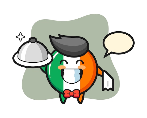 Personagem mascote da bandeira da irlanda como garçons