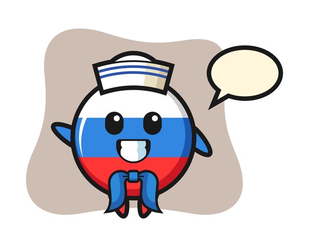 Vetor personagem mascote da bandeira da rússia como um marinheiro, design de estilo fofo