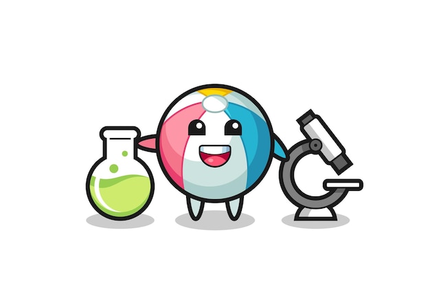 Personagem mascote da bola de praia como cientista