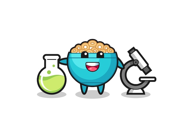 Personagem mascote da tigela de cereais como cientista