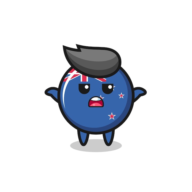 Personagem mascote do emblema da bandeira da nova zelândia dizendo 