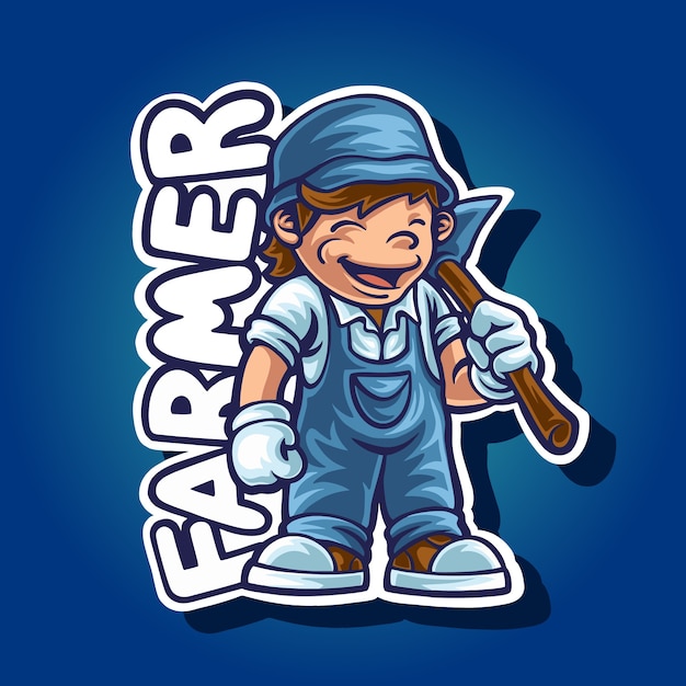 Personagem mascote do fazendeiro de desenho animado