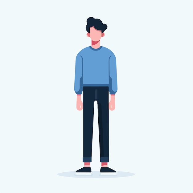 Vetor personagem masculino vetorial de pé com um estilo de design plano simples e minimalista