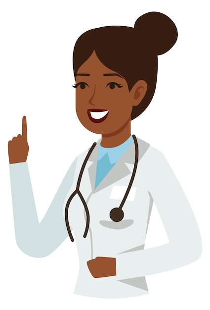 Personagem médica feminina retrato de desenho animado da equipe médica