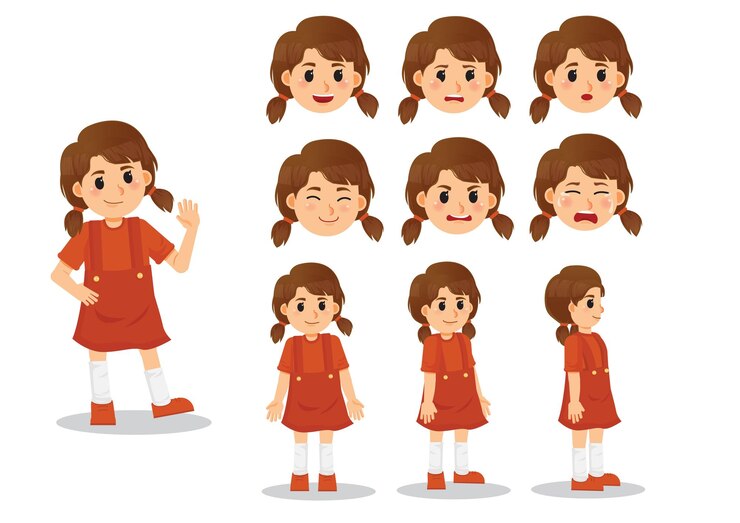 Vetor personagem menina laranja