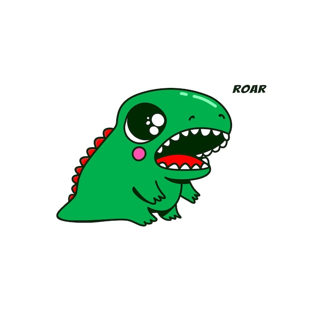 Vetor personagem minimalista de dinossauro verde bonitinho