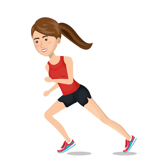 Personagem mulher correndo ícone do esporte