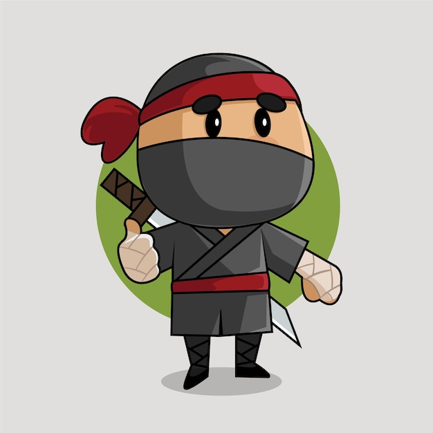 Vetor personagem ninja 2d cute