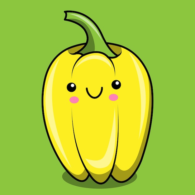 personagem vegetal de pimentão amarelo fofo de vetor. Vegetal kawaii