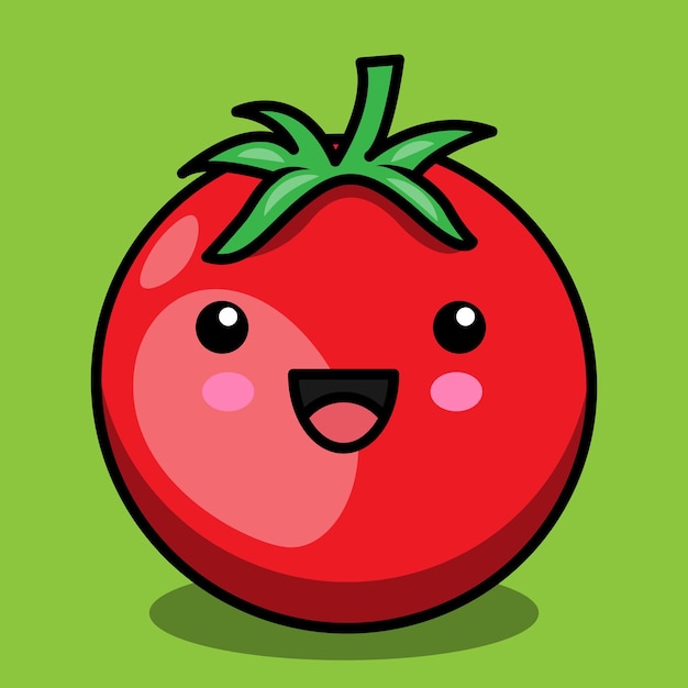 personagem vegetal de tomate bonito de vetor. Vegetal kawaii