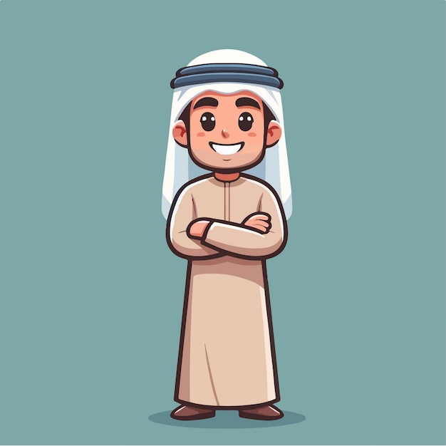 personagem vetorial de um homem árabe muçulmano vestindo um manto