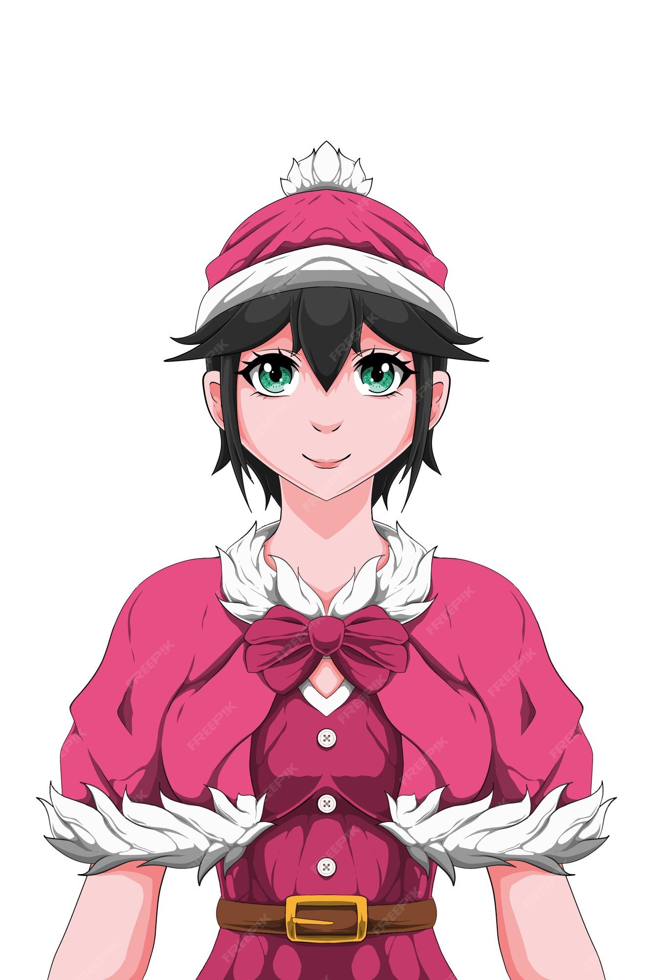 ilustração de desenho animado de natal anime de personagem kawaii