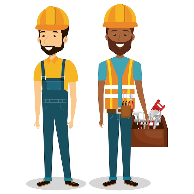 personagens de avatares de trabalhadores da construção civil
