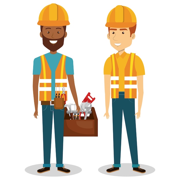 personagens de avatares de trabalhadores da construção civil