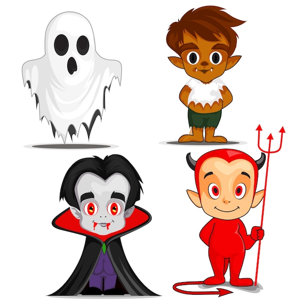 Personagens de desenhos animados assustador de halloween