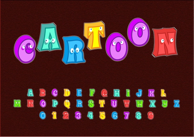 Personagens de desenhos animados conjunto de números de alfabetos em 3d