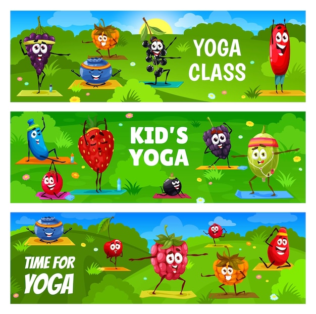 Personagens de desenhos animados de aula de ioga em fitness