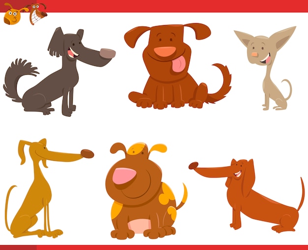 Personagens de desenhos animados de cães bonitos