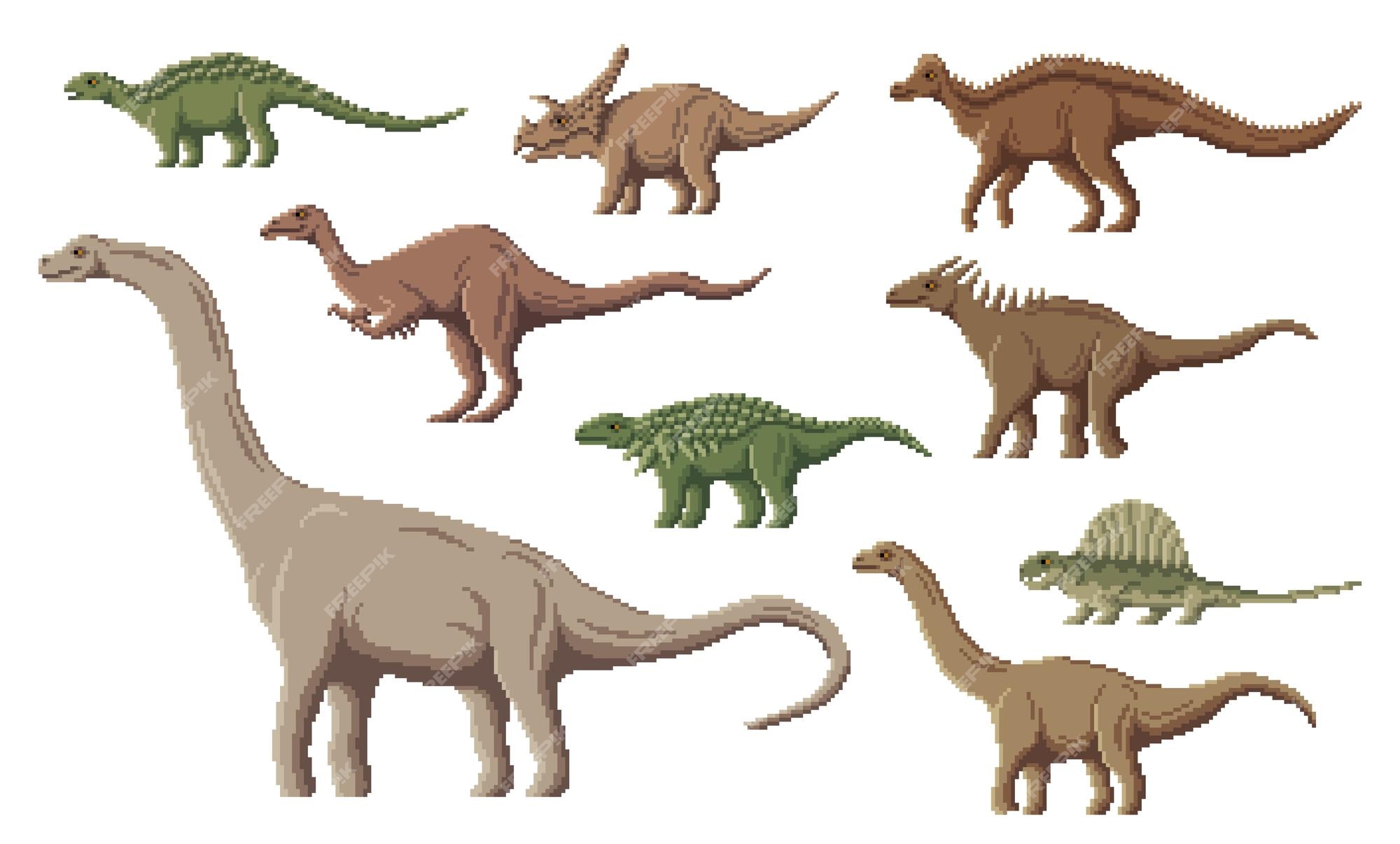 Dinossauros De Jogos De Arte Em Pixel Personagens De 8 Bits Ilustração do  Vetor - Ilustração de criatura, extinto: 279519976