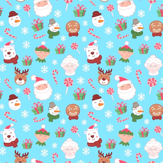Personagens de Natal desenho interminável Papai Noel homem de neve cervo Sra. Claus