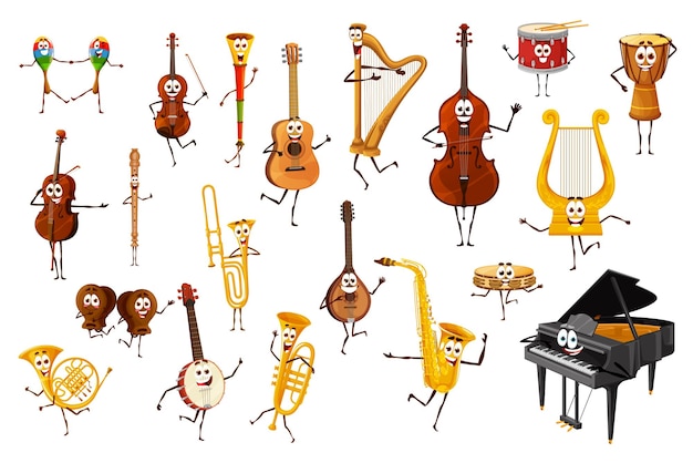 Personagens de personagens de instrumentos musicais de desenhos animados