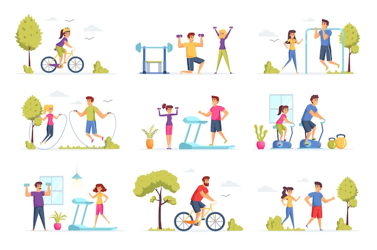 Vetor personagens de pessoas da coleção de fitness