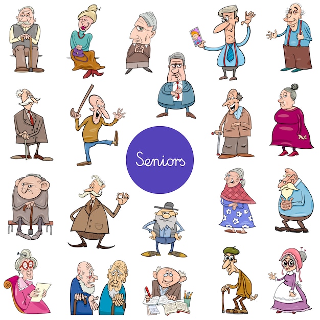 personagens de pessoas sênior dos desenhos animados grande conjunto
