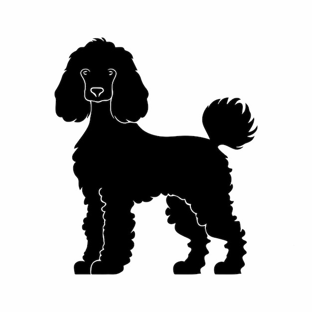 Personagens de silhueta de poodle com ilustração vetorial