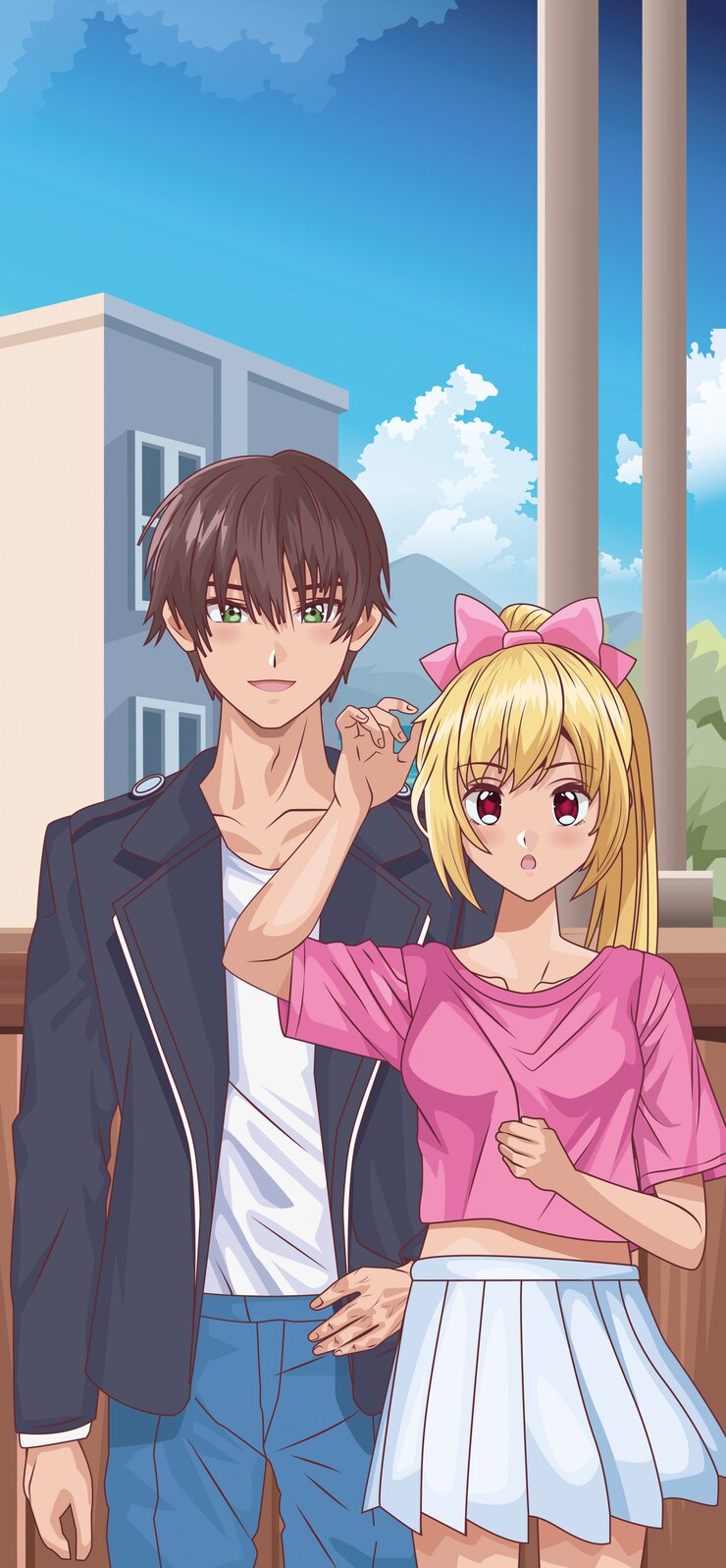 Vetor personagens do jovem casal
