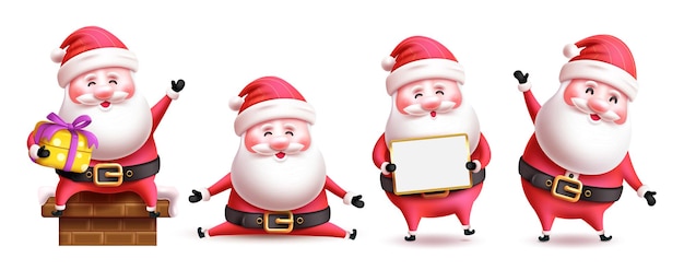 Personagens do Papai Noel vector cenografia Natal papai noel em fofo sorrindo e segurando branco