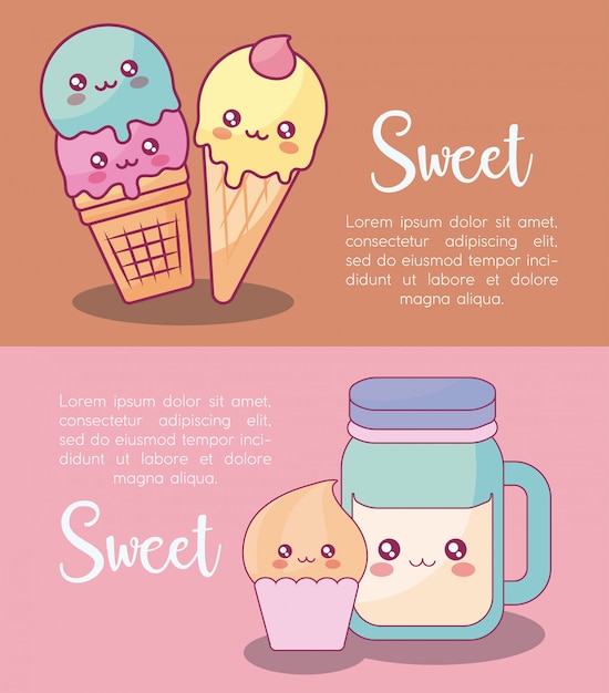 Personagens doces de kawaii