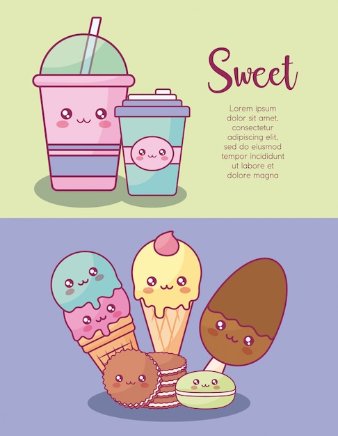 Personagens doces de kawaii