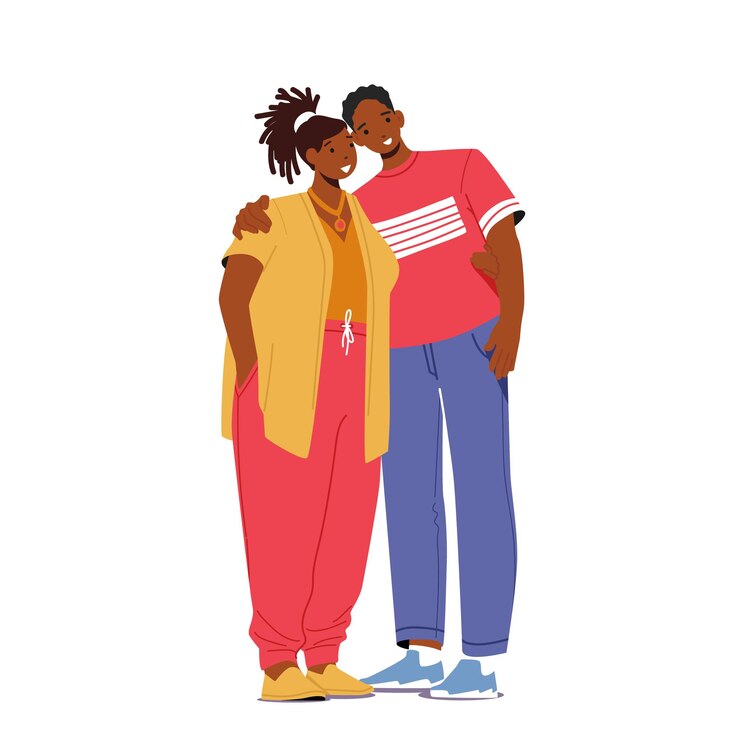 Vetor personagens masculinos e femininos africanos modernos abraçando casal amoroso relações românticas homem e mulher se abraçam