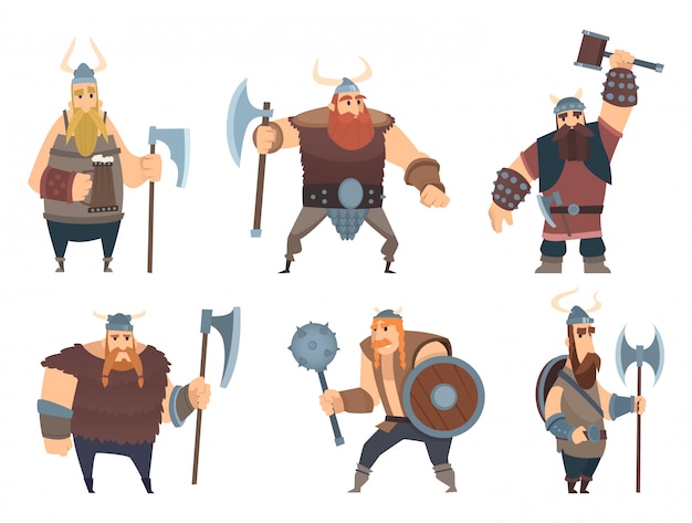 Personagens viking. medieval norueguês guerreiros militar pessoas