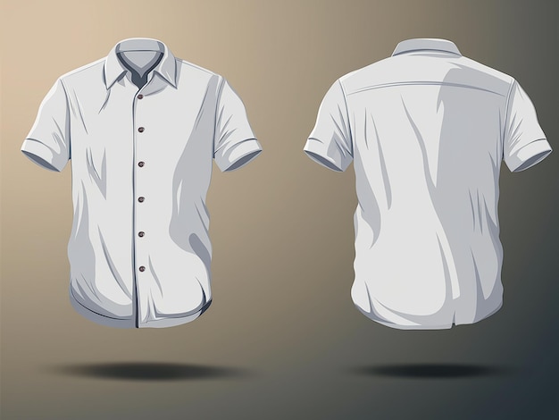 Perspectivas de uma camisa polo branca, vista dianteira e traseira, ilustrada